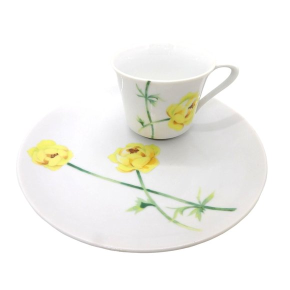 Vintage Yellow Rose Pattern Lunch Plate and Cup by Toscany set of 2 - Picture 1 of 7